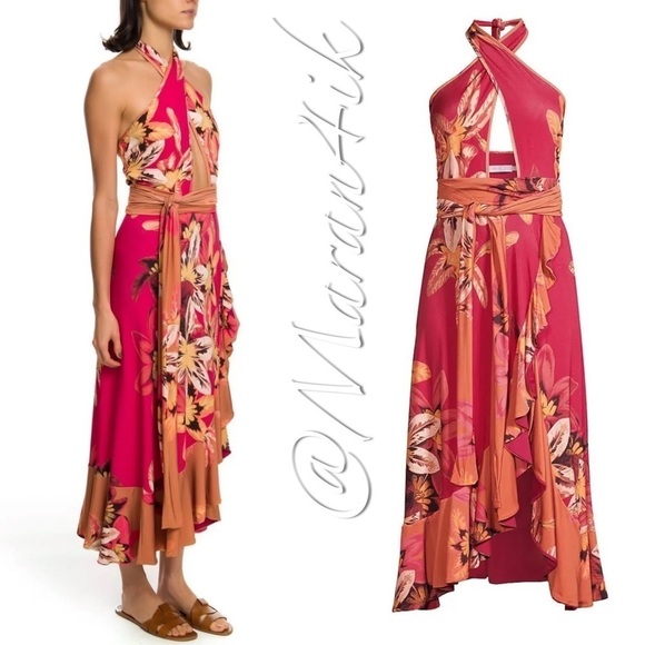 PatBO Carmen Floral Halter Wrap Dress Small - Picture 4 of 15
